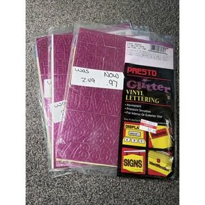 Helvetica Glitter Adhesive Vinyl Letters & Numbers 1" Presto Glitter In/Outdoors